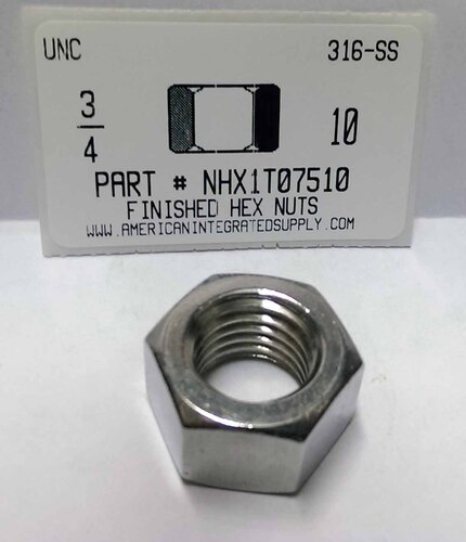 3/4-10 FINISHED HEX NUT 316 STAINLESS STEEL