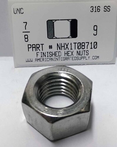 7/8-9 FINISHED HEX NUT 316 STAINLESS STEEL