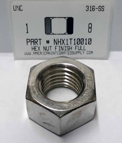 1"-8 FINISHED HEX NUT 316 STAINLESS STEEL