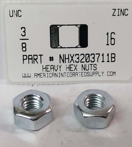 3/8-16 HEAVY HEX NUT STEEL ZINC PLATED