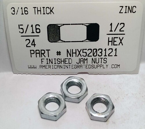 5/16-24 FINISHED HEX JAM NUT STEEL ZINC PLATED