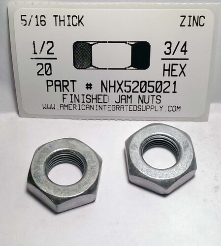 1/2-20 FINISHED HEX JAM NUT STEEL ZINC PLATED