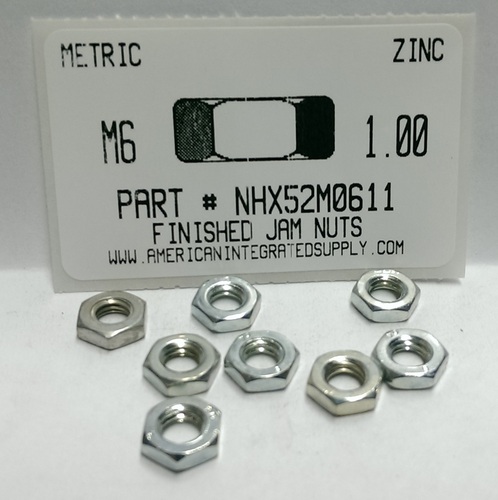 M6-1.00 FINISHED HEX JAM NUT STEEL ZINC D439B