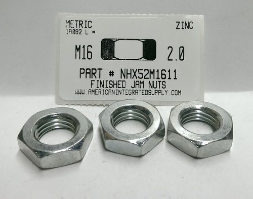 M16-2.00 FINISHED HEX JAM NUT STEEL ZINC D439B