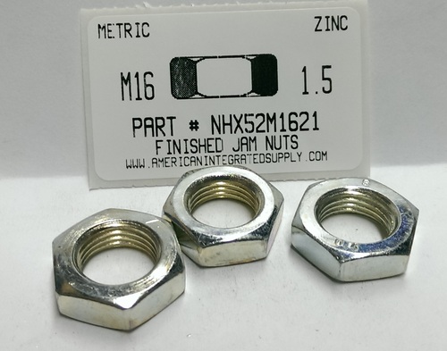 M16-1.50 FINISHED HEX JAM NUT STEEL ZINC D439B