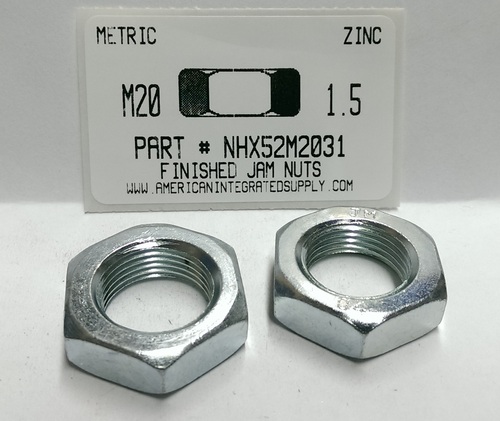 M20-1.50 FINISHED HEX JAM NUT STEEL ZINC D439B