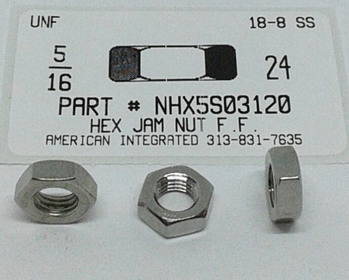 5/16-24 FINISHED HEX JAM NUT 18-8 STAINLESS STEEL