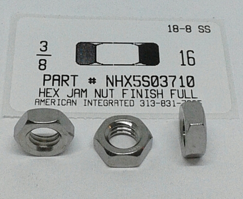 3/8-16 FINISHED HEX JAM NUT 18-8 STAINLESS STEEL