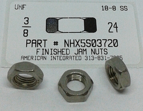 3/8-24 FINISHED HEX JAM NUT 18-8 STAINLESS STEEL