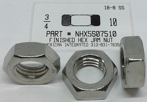 3/4-10 FINISHED HEX JAM NUT 18-8 STAINLESS STEEL