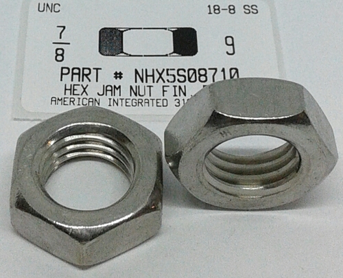 7/8-9 FINISHED HEX JAM NUT 18-8 STAINLESS STEEL