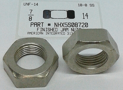 7/8-14 FINISHED HEX JAM NUT 18-8 STAINLESS STEEL