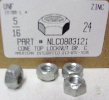 5/16-24 HEX CONE TOP LOCKNUT GRADE C STEEL ZINC PLATED