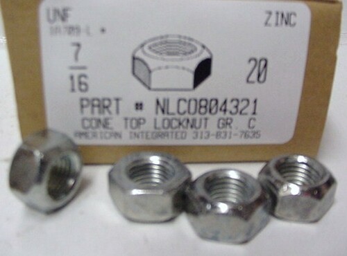 7/16-20 HEX CONE TOP LOCKNUT GRADE C STEEL ZINC PLATED