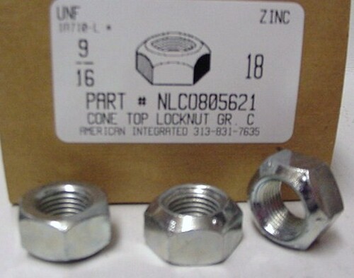 9/16-18 HEX CONE TOP LOCKNUT GRADE C STEEL ZINC PLATED