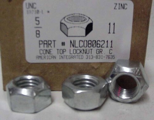 5/8-11 HEX CONE TOP LOCKNUT GRADE C STEEL ZINC PLATED