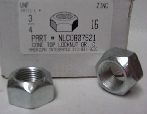 3/4-16 HEX CONE TOP LOCKNUT GRADE C STEEL ZINC PLATED