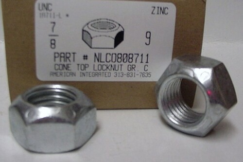 7/8-9 HEX CONE TOP LOCKNUT GRADE C STEEL ZINC PLATED