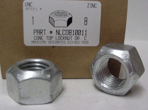 1-8 HEX CONE TOP LOCK NUT GRADE C STEEL ZINC PLATED