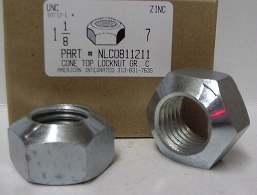 1-1/8"-7 HEX CONE TOP LOCKNUT GRADE C STEEL ZINC PLATED