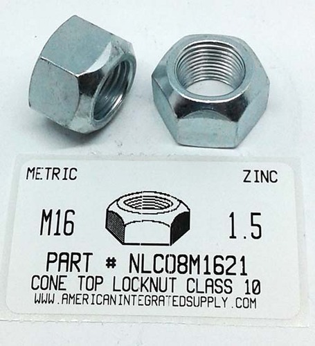 M16-1.50 HEX CONE TOP LOCKNUT CLASS 10 STEEL ZINC PLATED