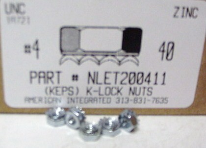 #4-40 HEX K-LOCKNUT WITH EXTERNAL TOOTH STEEL ZINC PLATED