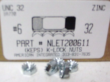 #6-32 HEX K-LOCKNUT WITH EXTERNAL TOOTH WASHER ATTACHED STEEL ZINC PLATED