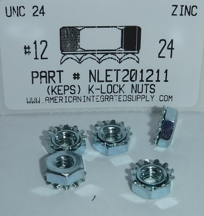 #12-24 HEX K-LOCKNUT WITH EXTERNAL TOOTH WASHER ATTACHED STEEL ZINC PLATED