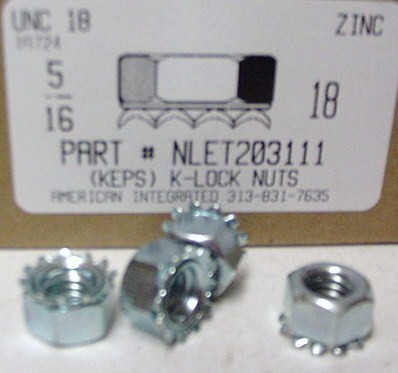 5/16-18 HEX K-LOCKNUT WITH EXTERNAL TOOTH WASHER ATTACHED STEEL ZINC PLATED