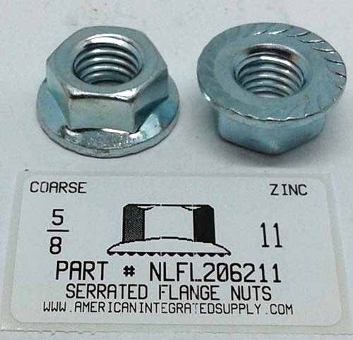 5/8-11 HEX SERRATED FLANGE LOCKNUT CASE HARDENED STEEL ZINC PLATED