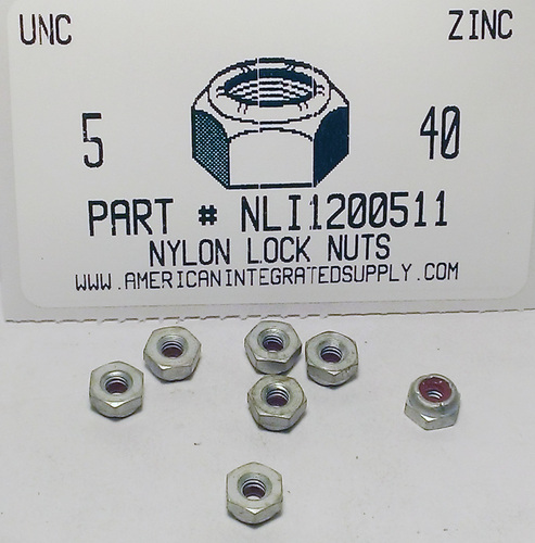 #5-40 HEX NYLON INSERT LOCKNUT NM SERIES STEEL ZINC PLATED