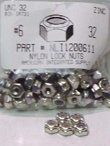 #6-32 HEX NYLON INSERT LOCKNUT NM SERIES STEEL ZINC PLATED