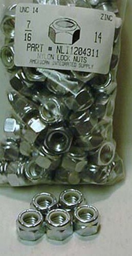 7/16-14 HEX NYLON INSERT LOCK NUT NE SERIES STEEL ZINC PLATED