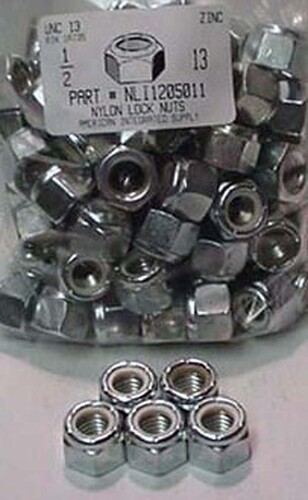 1/2-13 HEX NYLON INSERT LOCK NUT NE SERIES STEEL ZINC PLATED