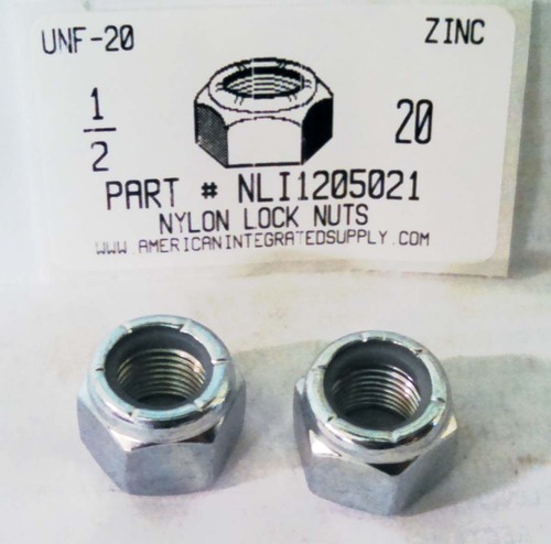 1/2-20 HEX NYLON INSERT LOCK NUT NE SERIES STEEL ZINC PLATED