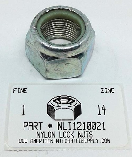 1"-14 HEX NYLON INSERT LOCKNUT NE SERIES STEEL ZINC PLATED