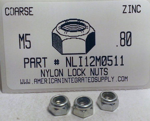 M5-.80 HEX NYLON INSERT LOCK NUT STEEL ZINC PLATED D985