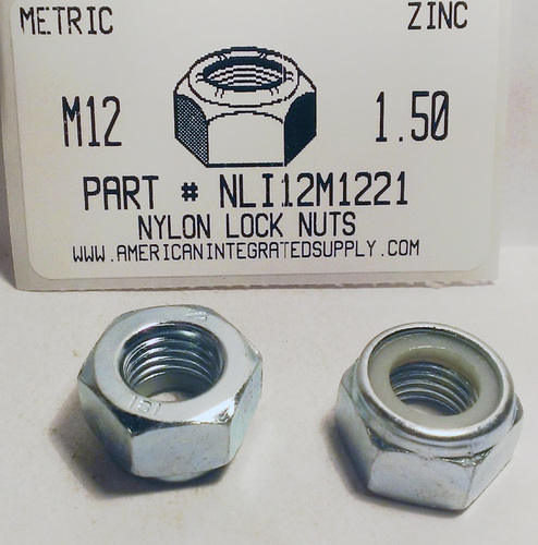 M12-1.50 HEX NYLON INSERT LOCK NUT CLASS 8 STEEL ZINC PLATED D985