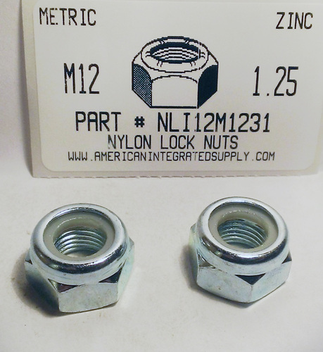 M12-1.25 HEX NYLON INSERT LOCK NUT STEEL ZINC PLATED D985