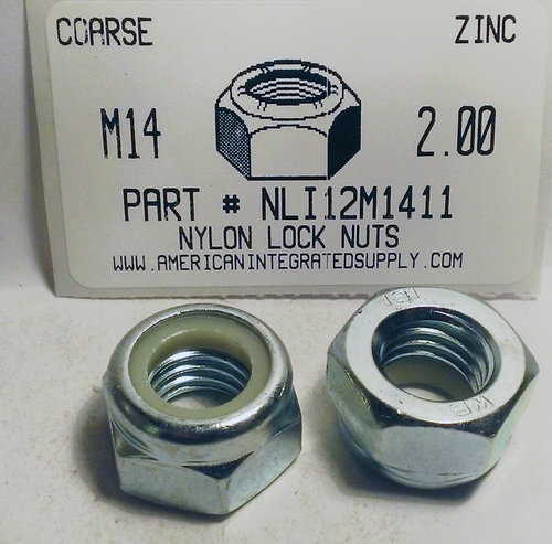 M14-2.00 HEX NYLON INSERT LOCK NUT CLASS 8 STEEL ZINC PLATED D985