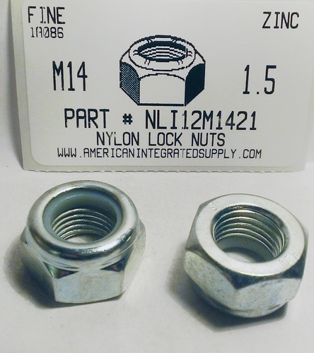 M14-1.50 HEX NYLON INSERT LOCK NUT STEEL ZINC PLATED D985