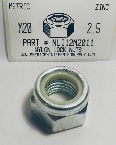 M20-2.50 HEX NYLON INSERT LOCK NUT CLASS 8 STEEL ZINC PLATED D985