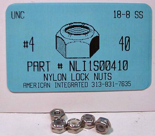 #4-40 HEX NYLON INSERT LOCKNUT 18-8 STAINLESS STEEL