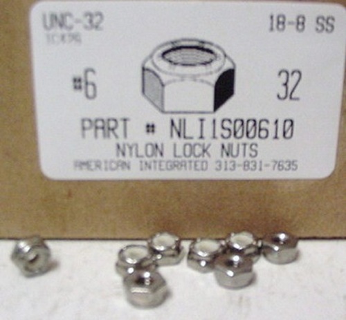 #6-32 HEX NYLON INSERT LOCKNUT 18-8 STAINLESS STEEL