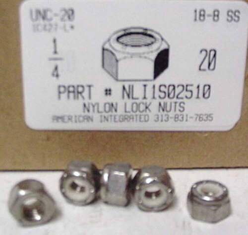 1/4-20 HEX NYLON INSERT LOCK NUTS NE SERIES 18-8 STAINLESS STEEL