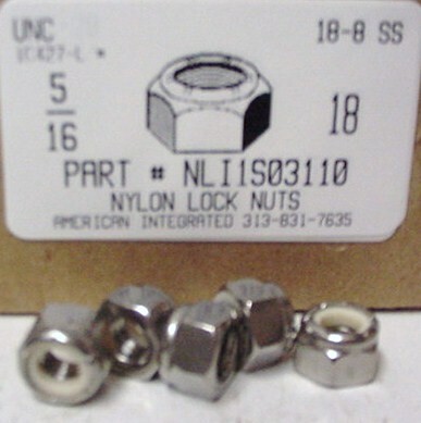 5/16-18 HEX NYLON INSERT LOCKNUT 18-8 STAINLESS STEEL