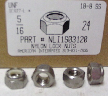 5/16-24 HEX NYLON INSERT LOCKNUT 18-8 STAINLESS STEEL