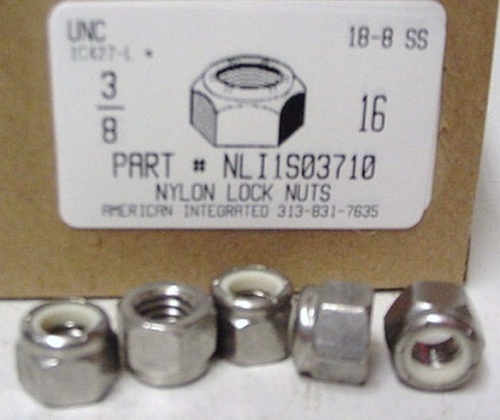 3/8-16 HEX NYLON INSERT LOCKNUT NTE SERIES 18-8 STAINLESS STEEL