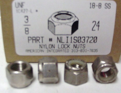 3/8-24 HEX NYLON INSERT LOCKNUT 18-8 STAINLESS STEEL