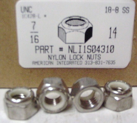 7/16-14 HEX NYLON INSERT LOCKNUT 18-8 STAINLESS STEEL